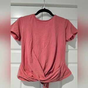 🌸 Dusty Rose Front-Twist Tie Tee